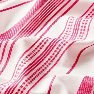 Bavlněná látka Vyšívané pruhy – vlněná bílá/pink, 
