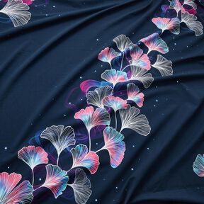Bavlněný žerzej Gingko | Glitzerpüppi – noční modrá/purpurová, 