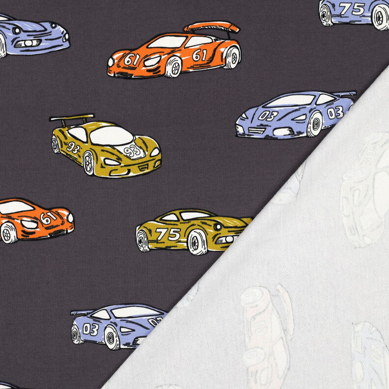 Francouzské froté letní teplákovina Závodní auta | Poppy Fabrics – šedá, image number 4