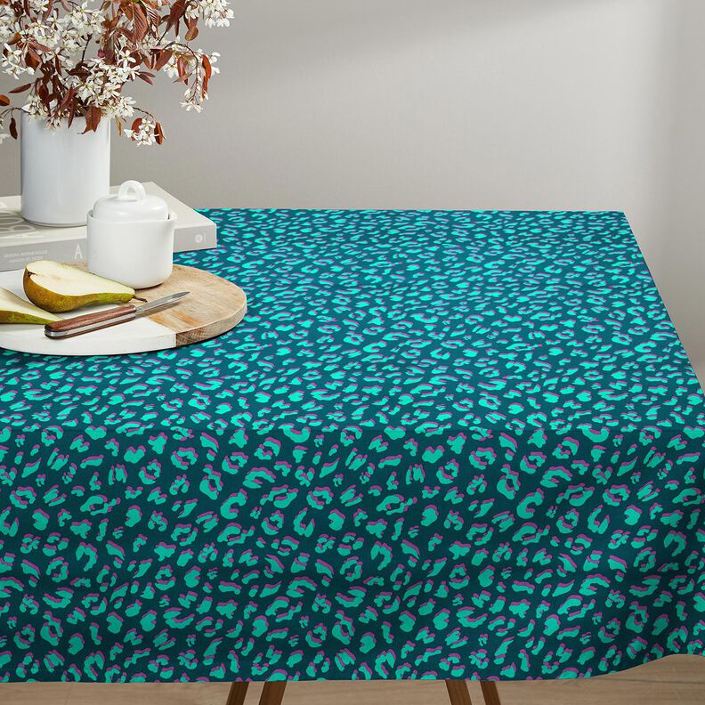 Povrstvená bavlna Abstraktní Leopardí vzor | Poppy Fabrics – petrolejová/světle fialova, image number 6