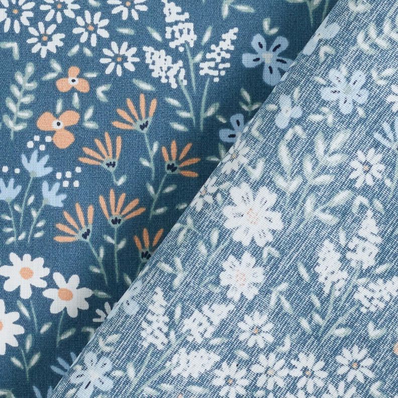 Povrstvená bavlna Barevná květinová louka – světle džínová modrá/světle modra,  image number 5
