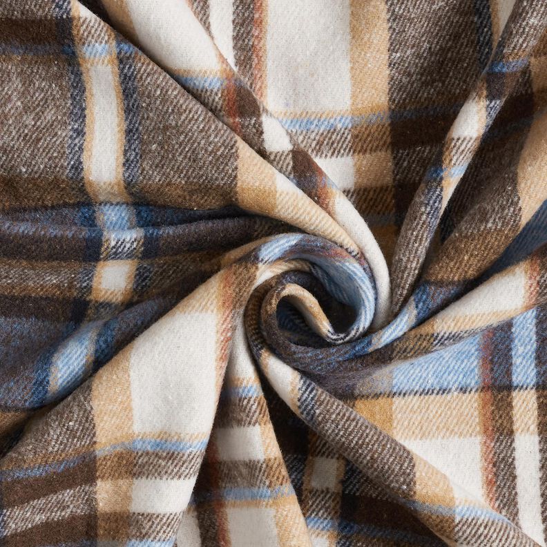 Károvaná flanelová látka na kabáty | Katia Fabrics – královská modr/černohnědá, image number 3