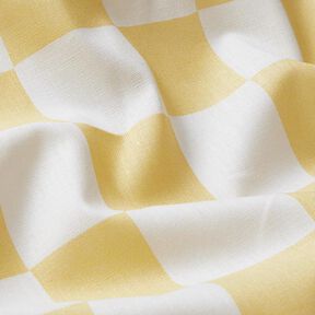 Bavlněná látka Kreton Abstraktní kostky – bílá/vanilkově žlutá, 