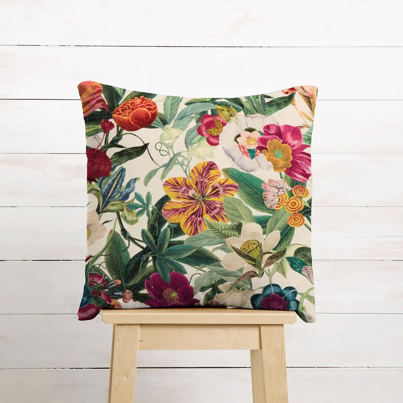 Dekorační látka Polopanama Velkolepé květiny – přírodni/purpurová,  image number 9