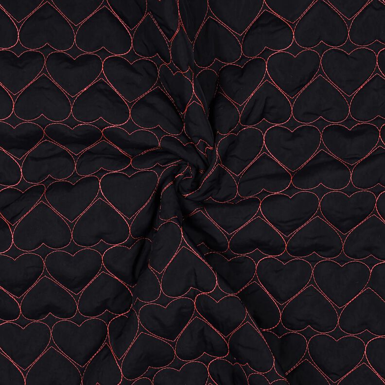 Prošívaná látka Neonové srdce | Poppy Fabrics – černá/zářivě růžová,  image number 3
