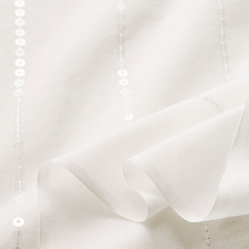 Voálová směs bavlny a hedvábí s flitry – bílá,  image number 7