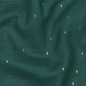 Mušelín / dvojitá mačkaná tkanina Pravoúhelník Fóliový potisk | Poppy Fabrics – modrá jedle/zlatá, 