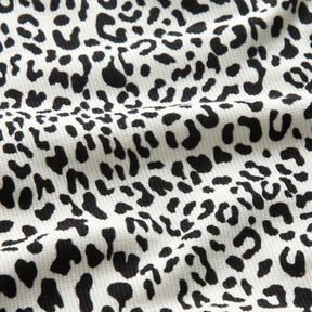 Žebrovaný žerzej Leopardí vzor – vlněná bílá, 