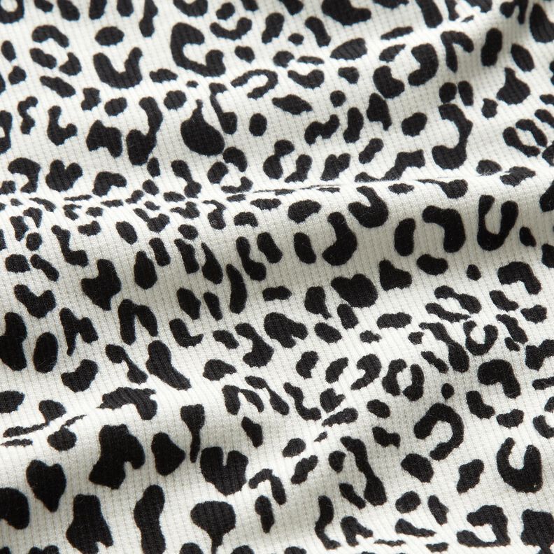 Žebrovaný žerzej Leopardí vzor – vlněná bílá, image number 2