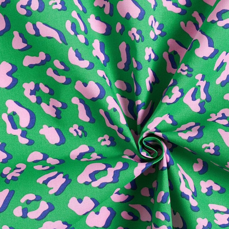 Povrstvená bavlna Abstraktní Leopardí vzor | Poppy Fabrics – zelená/růžová, image number 3
