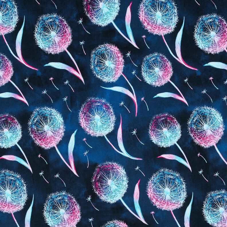 Bavlněný žerzej Pampelišky | Glitzerpüppi – noční modrá/purpurová,  image number 1