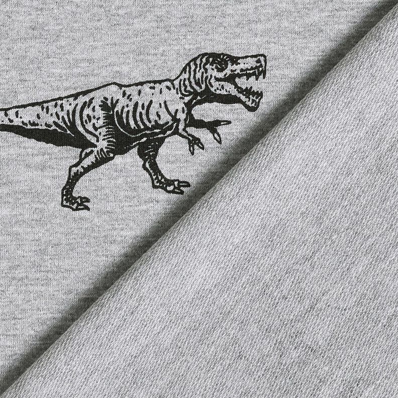 Francouzské froté letní teplákovina Dinosauři – stříbrná/černá,  image number 4