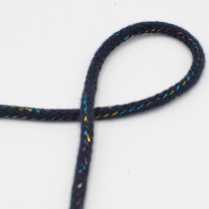 Bavlněná šňůrka Lurex [Ø 5 mm] – noční modrá,  image number 1