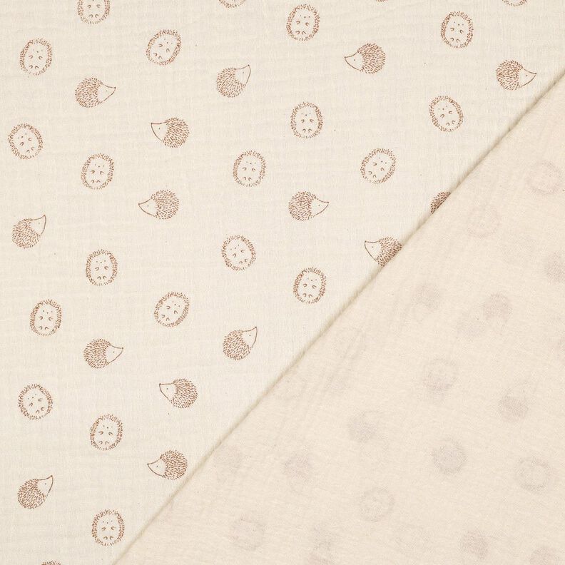 Mušelín / dvojitá mačkaná tkanina Ježek | Poppy Fabrics – přírodni/světle hnědá,  image number 4