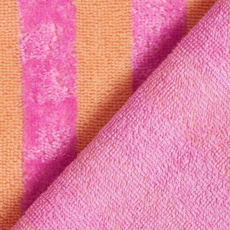 Froté látka Bambus Široké pruhy – světle oranžová/pink, image number 5