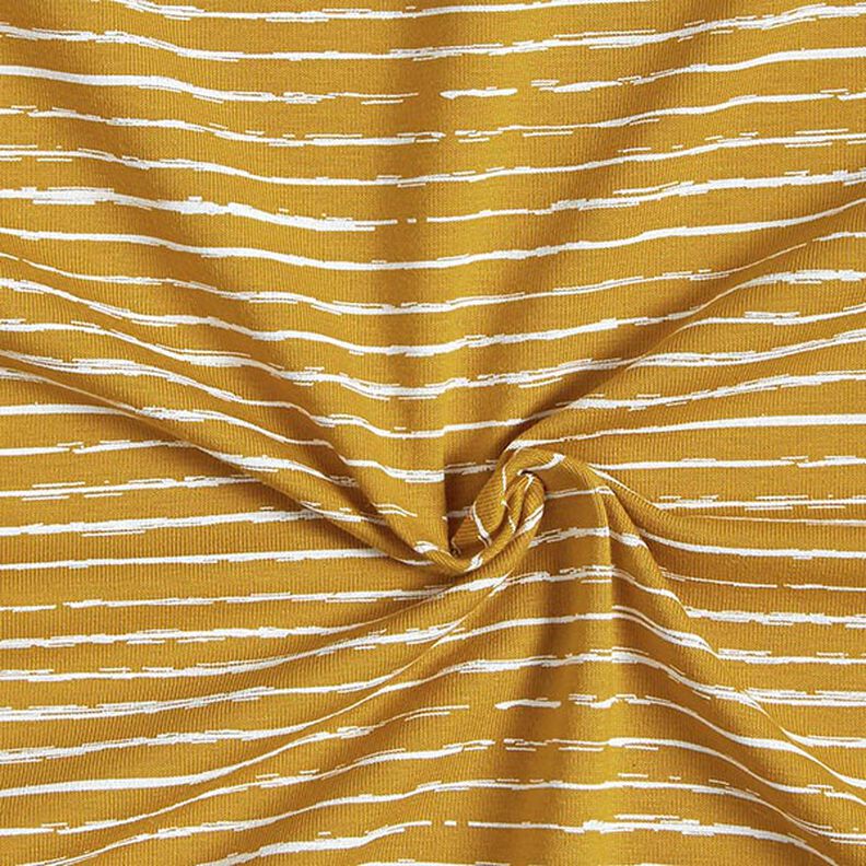 Bavlněný žerzej Klikaté proužky – hořčicove žlutá,  image number 3