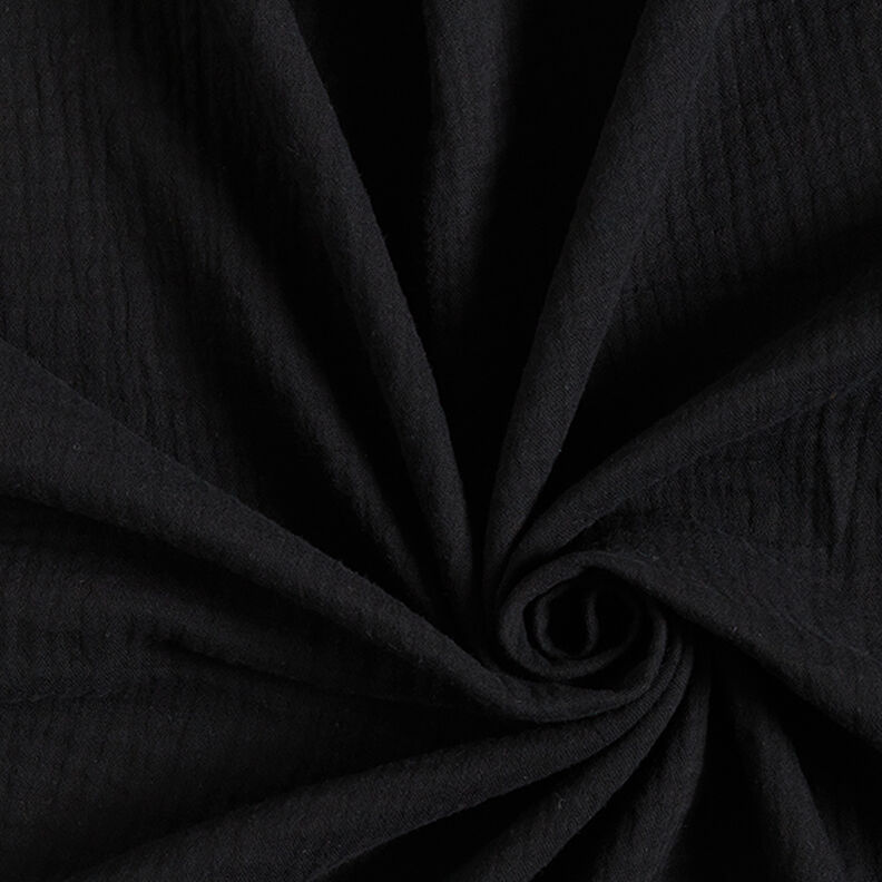 Mušelín / dvojitá mačkaná tkanina – černá,  image number 1