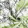 Směs bavlny a hedvábí s abstraktními květy – slonová kost/májově zelená,  thumbnail number 3