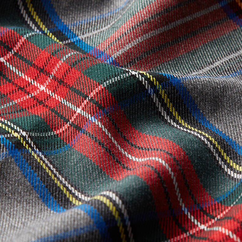 Strečová látka na kalhoty Skotská kostka – břidlicově šedá/červená,  image number 2