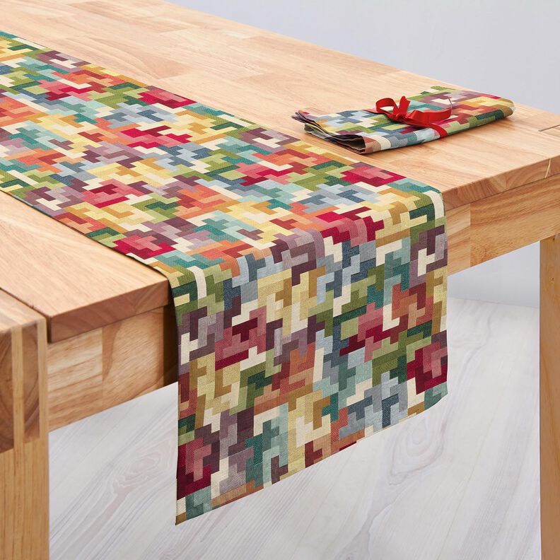 Dekorační látka Gobelín Tetris – karmínově červená/zelená, image number 7