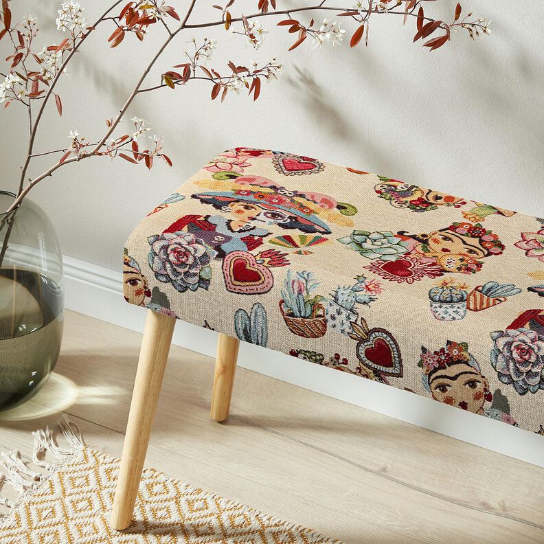 Dekoračn&iacute; l&aacute;tka Gobel&iacute;n Umělkyně &ndash; světle b&eacute;žov&aacute;/červen&aacute;,  image number 5