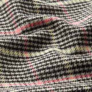 Kabátová tkanina Houndstooth kostkovaná s třpytivým efektem – šedá/černá, 