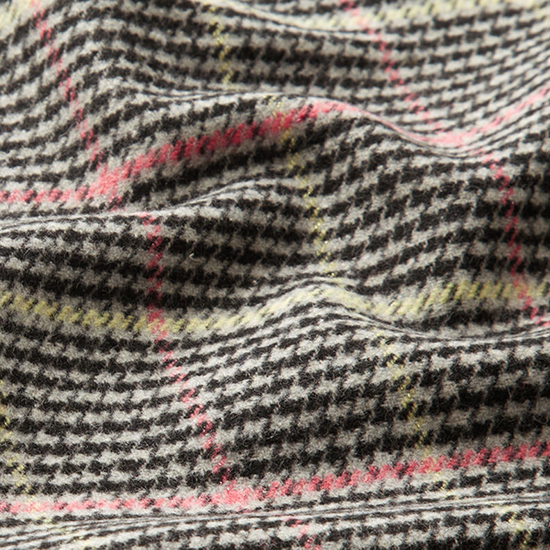 Kabátová tkanina Houndstooth kostkovaná s třpytivým efektem – šedá/černá, image number 2
