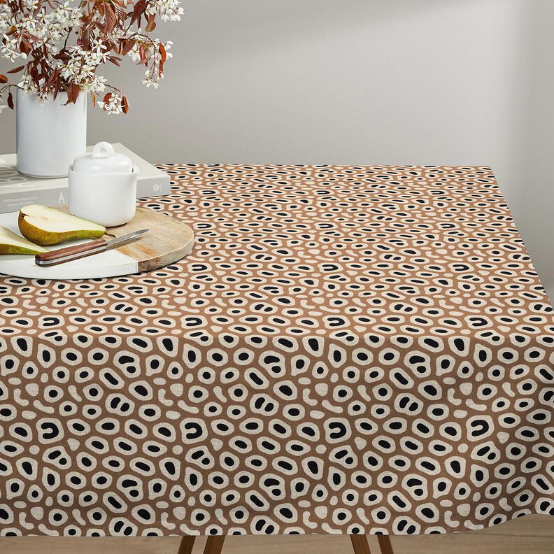 Dekorační látka Polopanama Abstraktní leopardí vzor – světle hnědá/cashew (béžová),  image number 7