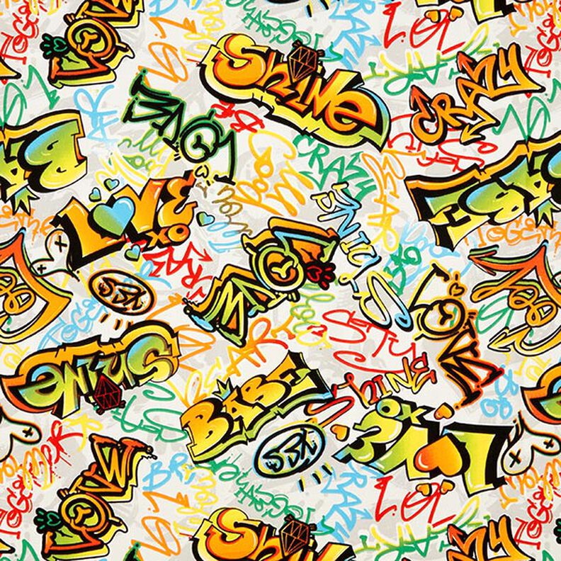 Dekorační látka Polopanama Graffiti – stříbrně šedá,  image number 1
