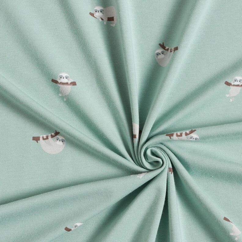 Bavlněný žerzej Lenochodi – světle mátová,  image number 3