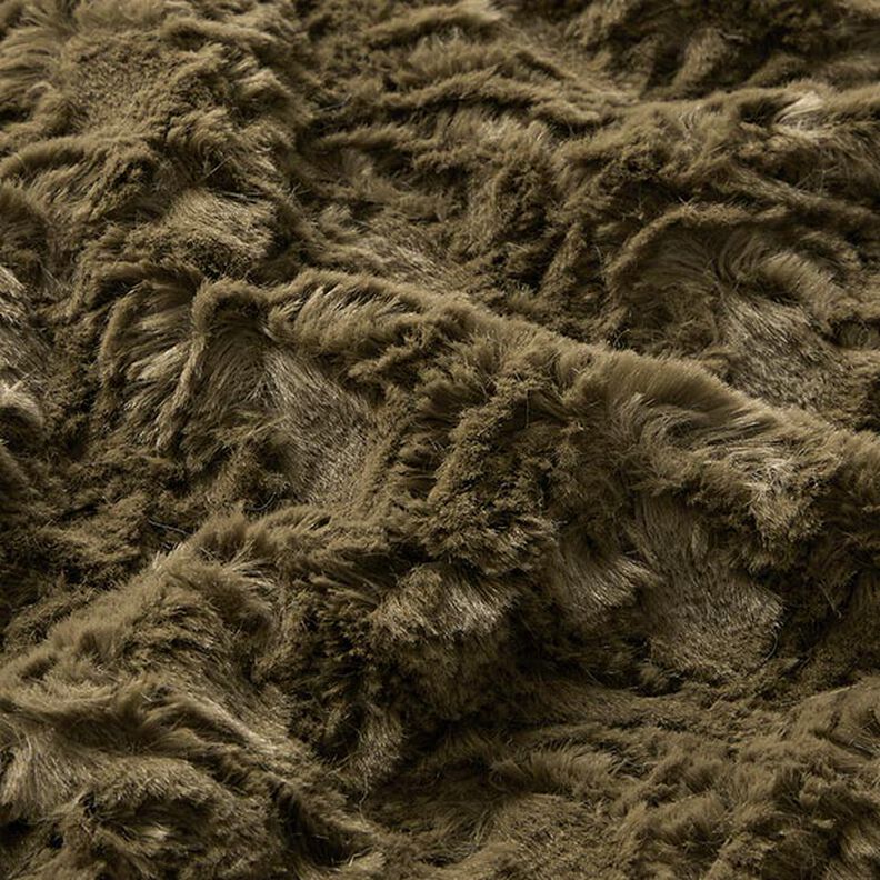 Umělá kožešina kosočtvercový vzor – khaki, image number 2