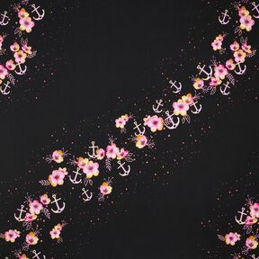 Bavlněný žerzej Mořské květy | Glitzerpüppi – černá/purpurová, 