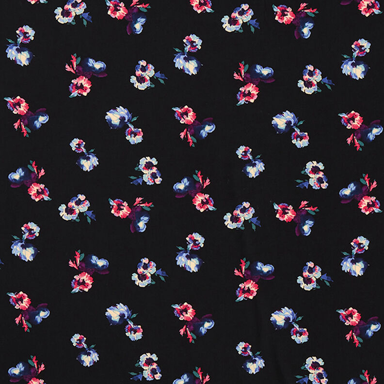 Viskózová tkanina s květinovou malbou – černá,  image number 1