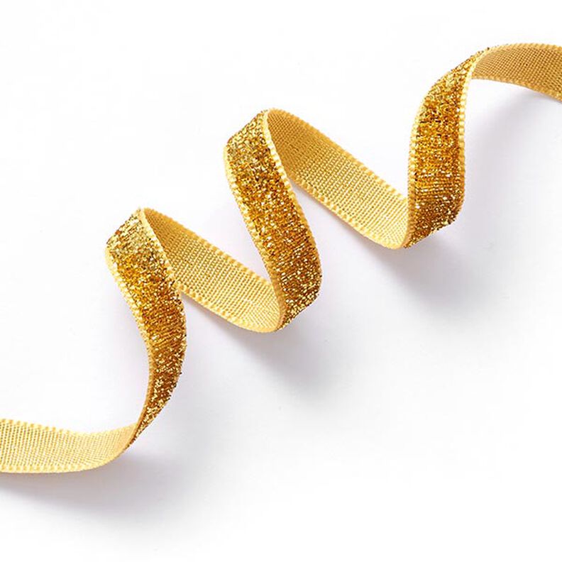 Sametová stužka Metalický [10 mm] – zlatá metalická,  image number 1