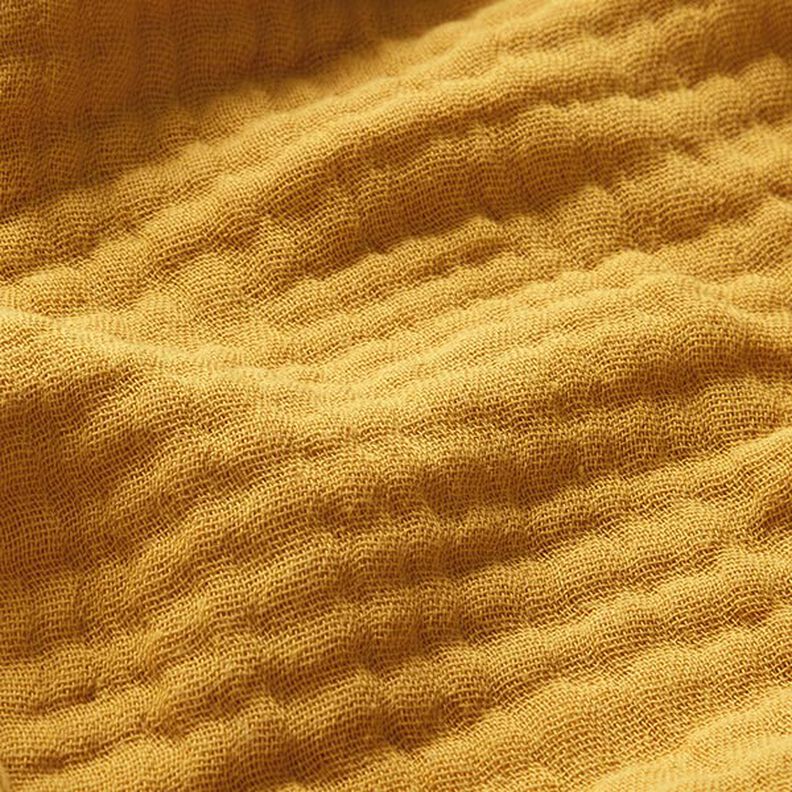 GOTS Třívrstvý bavlněný mušelín – kari žlutá,  image number 3