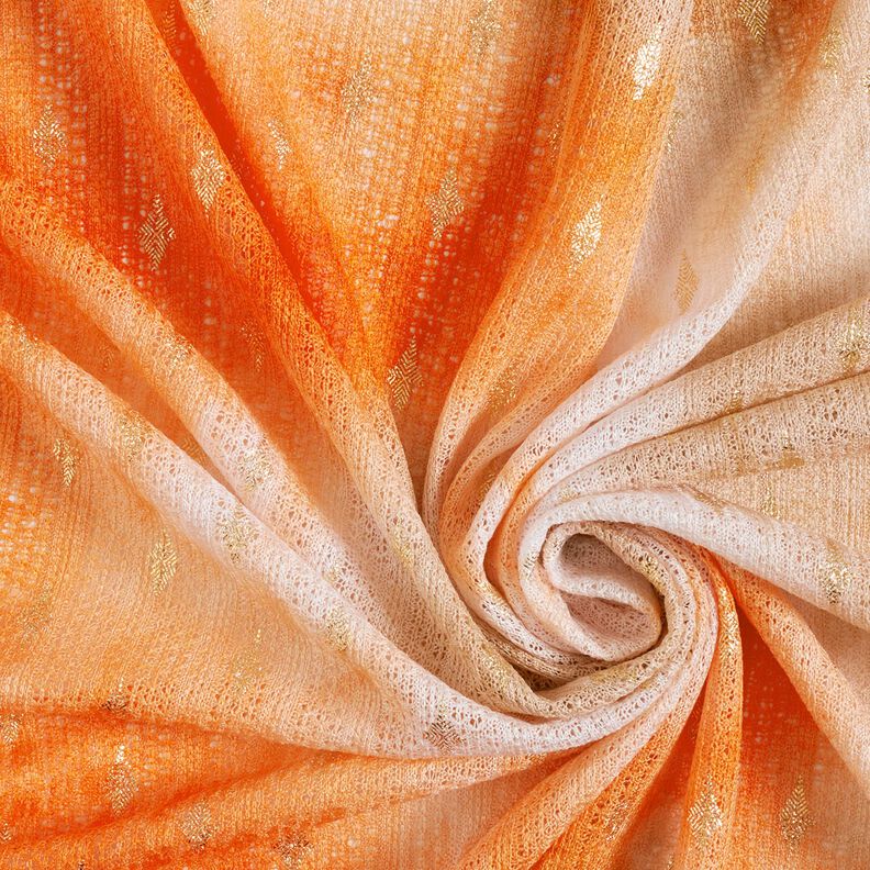 Pletená krajka batikovaná a zlaté diamanty – béžová/broskvově oranžová,  image number 3