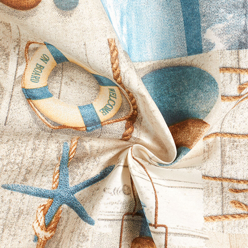 Povrstvená bavlna Námořnický styl – přírodni,  image number 3