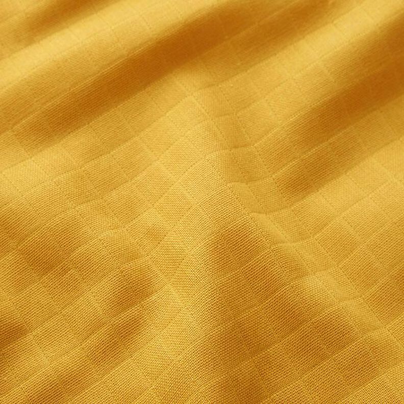 Mušelín / dvojitá mačkaná tkanina Kostičky Doubleface (oboustranná látka) – kari žlutá,  image number 2