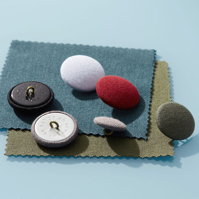Potažený knoflík, Bi-Stretch Gabardén – olivová,  image number 2