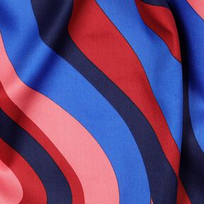 Bavlněný satén Retro vlny | Poppy Fabrics – namornicka modr/pink, 