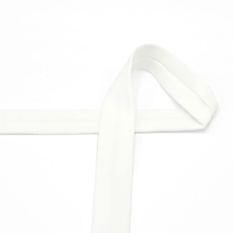 Šikmý proužek Bavlněný žerzej [20 mm] – vlněná bílá,  image number 2