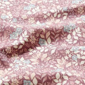 Bavln?ný flanel Podzimní kv?tinová louka – švestková, 