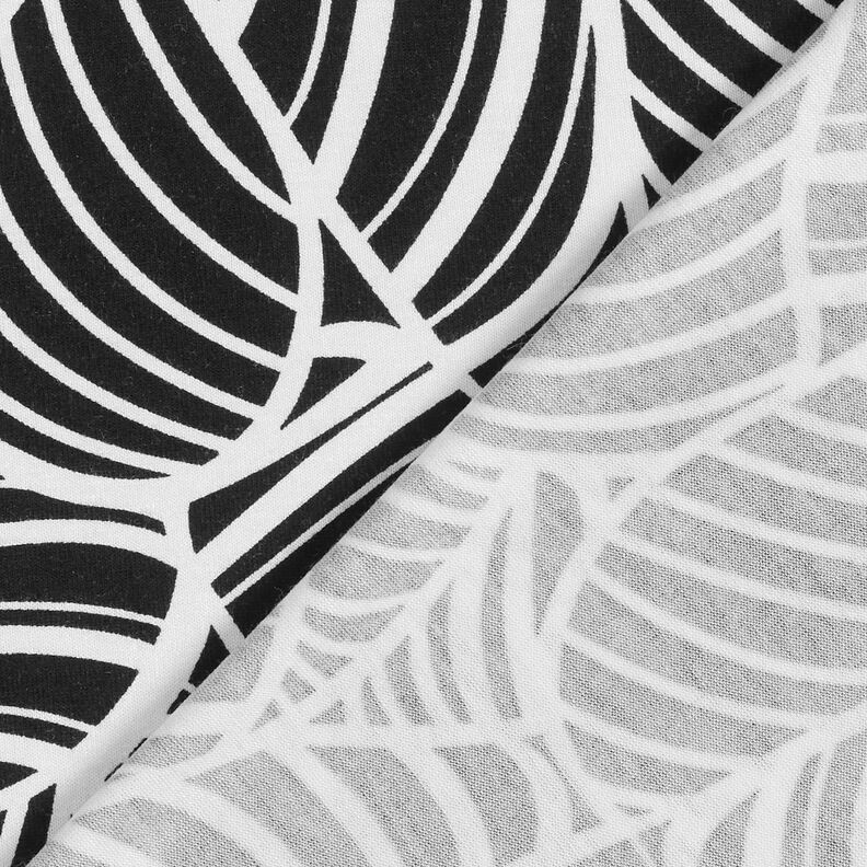 Viskózový žerzej abstraktní listy – černá/bílá,  image number 5