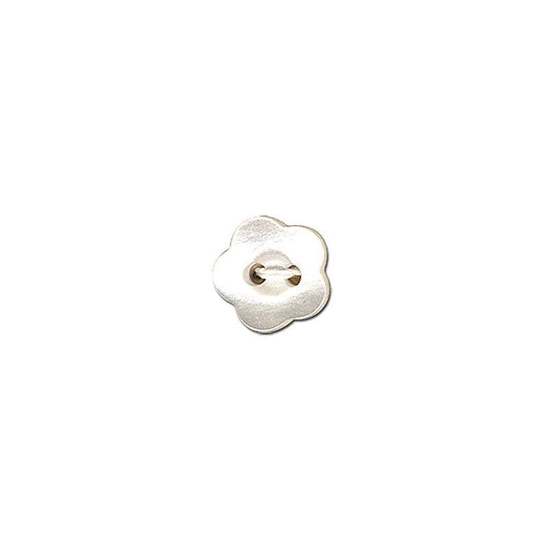 Knoflík 2dírkový Květina  – vlněná bílá,  image number 1