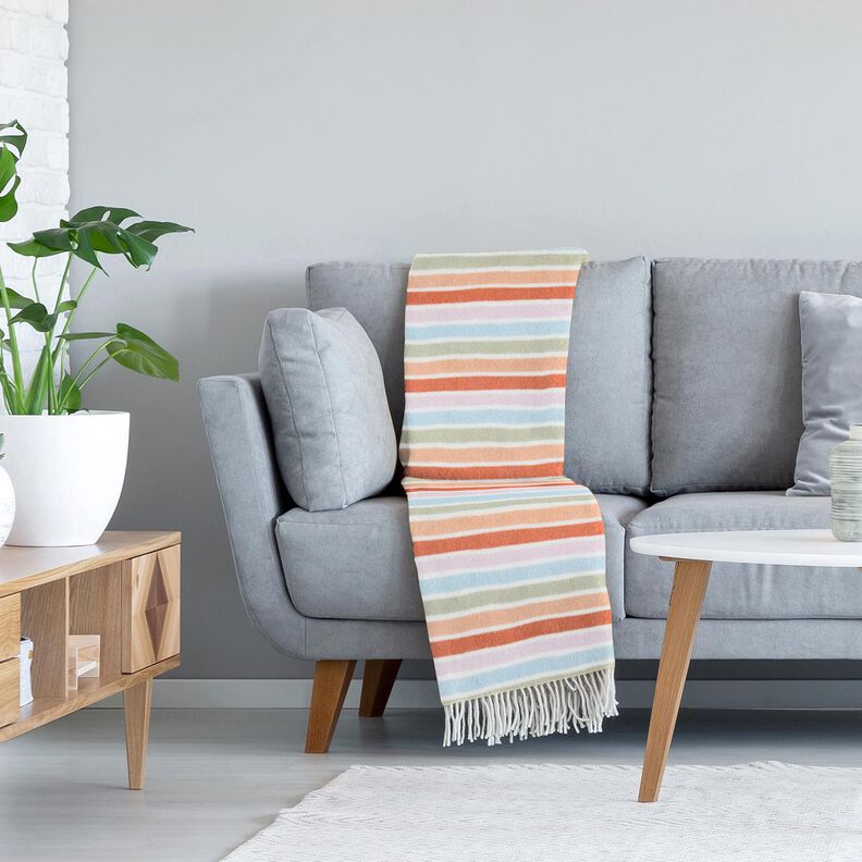 Fleece s protižmolkovou úpravou Barevné pruhy – bílá,  image number 5