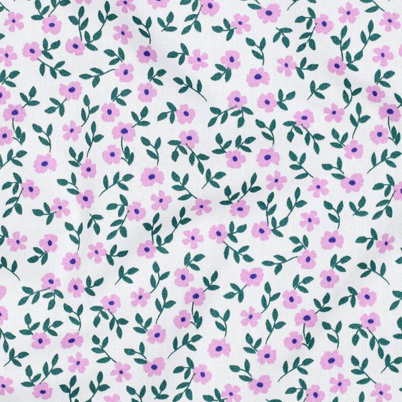 GOTS Bavlněný popelín Rozsypané kvítky | Poppy Fabrics – bílá/růžová, image number 2