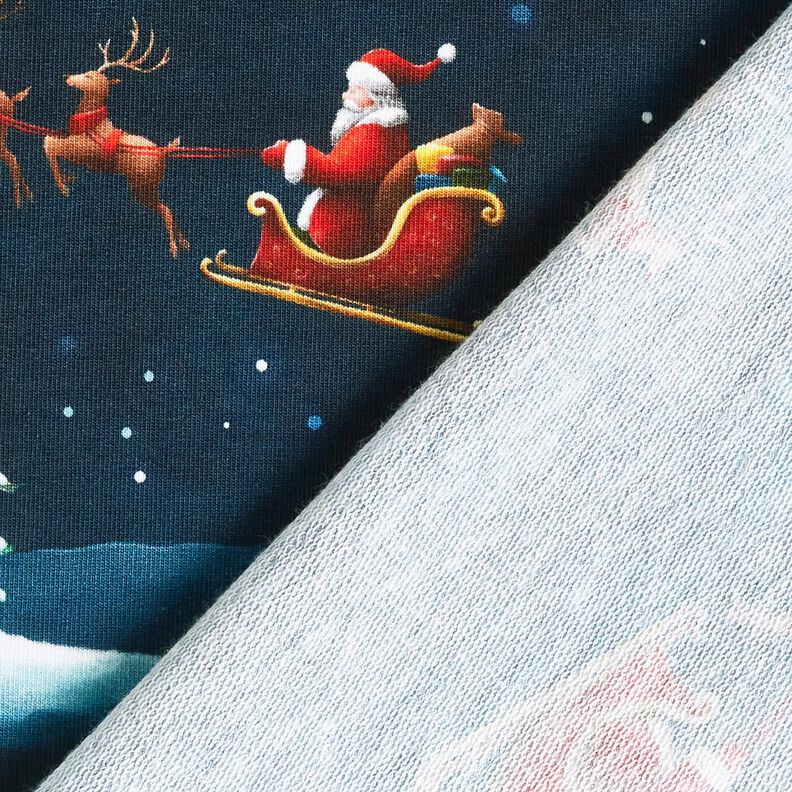Francouzské froté letní teplákovina Santa Claus přichází | Glitzerpüppi – noční modrá/chili, image number 4
