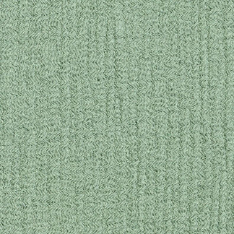 GOTS Třívrstvý bavlněný mušelín – rákosove zelená,  image number 1