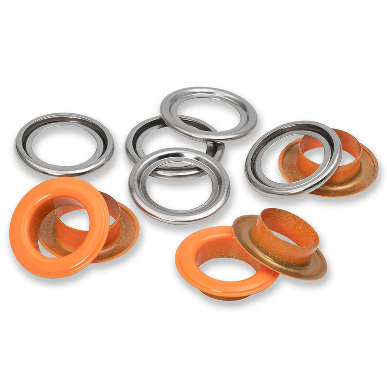Očka s podložkami [15 kusů | Ø 14 mm] | Prym – oranžová/stříbrná metalická,  image number 2