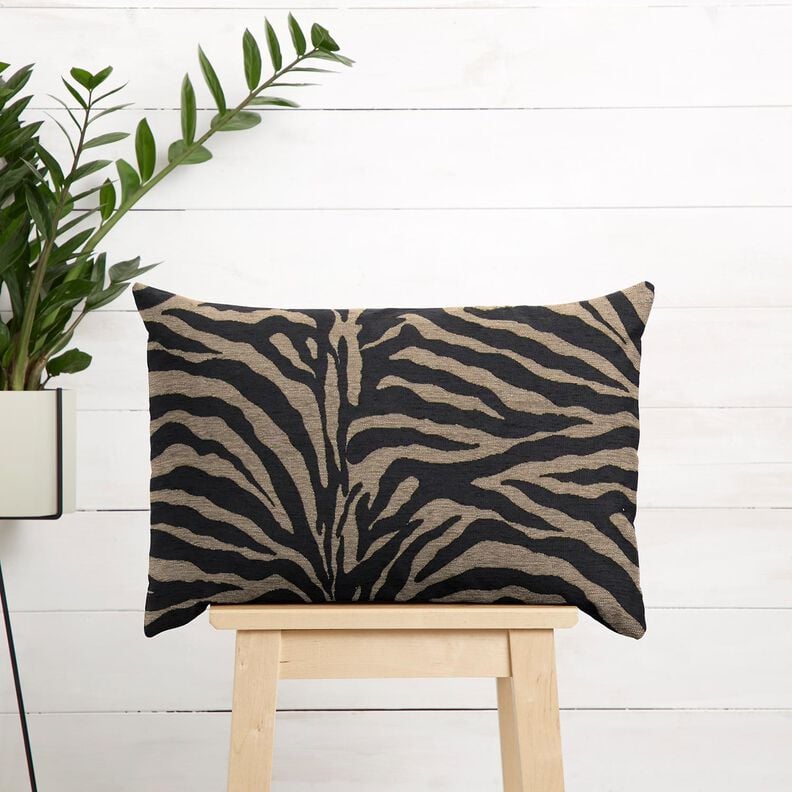 Čalounická látka Žakár Zebra – khaki/černá,  image number 9